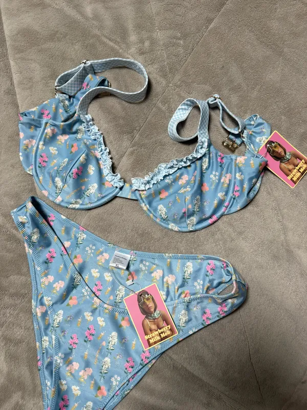 Strawberry Milk Mob Bikini NWT Blue Size XL - Image 3