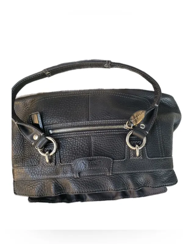 COACH Penelope Black Handbag Shoulder Bag Ruffle Pebbled Leather F14686 Everyday - Image 5