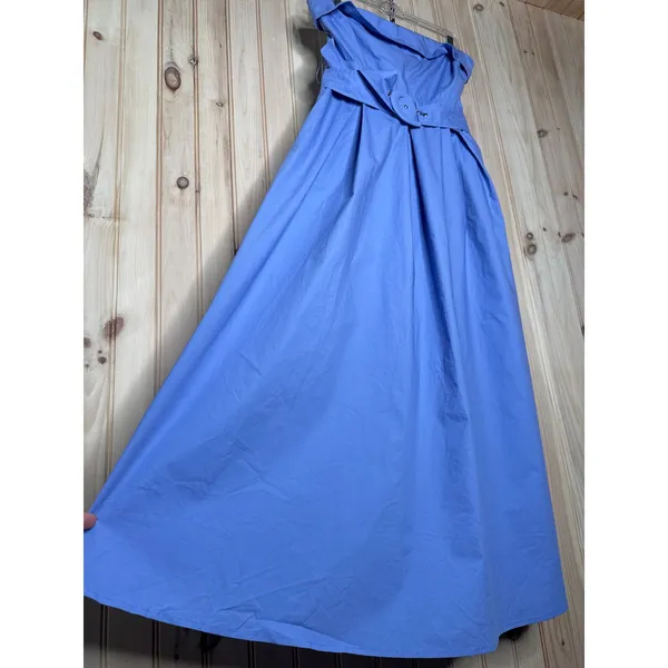 Lulus Trendsetting Choice Periwinkle Strapless Midi Dress Pockets Holiday Medium - Image 5