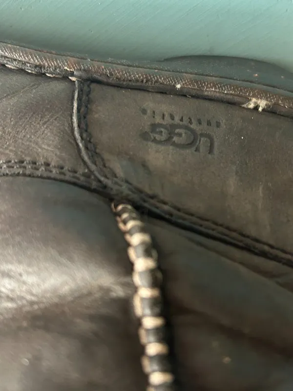 UGG Swell Tall Winter Black Leather Sheepskin Tasman Boots Size 8 - Image 4
