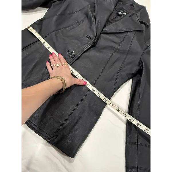 Leather Black Jacket East 5th Size S Vintage 90s - Image 6