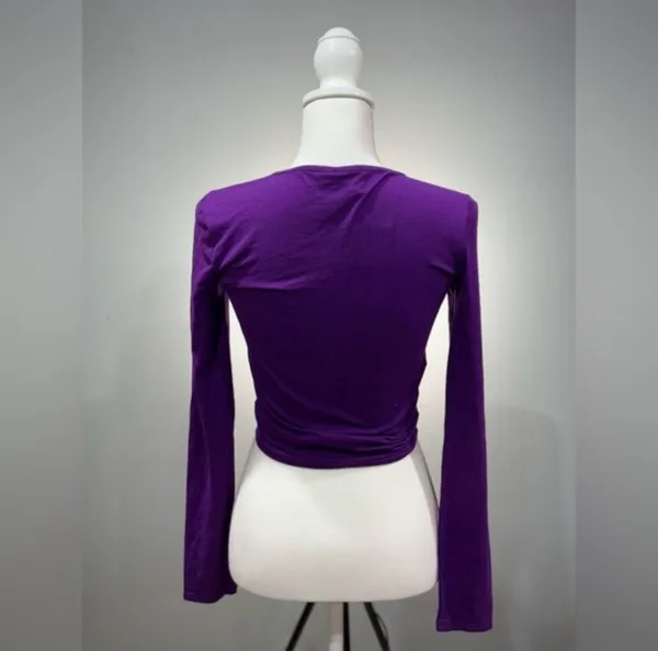 Uk2la CLEARANCE! Purple Boutique Cinch Front Crop Top Size M NWT 2 - Image 2