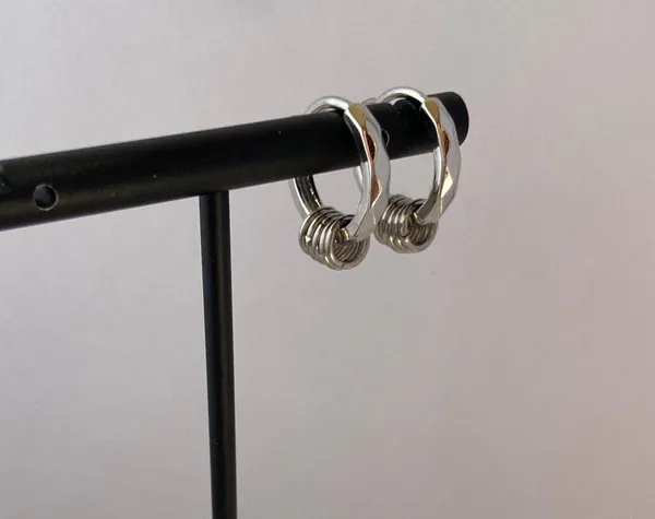 925 Silver Plated Small Hoop Earrings for Men Women,Silver Hoop Earrings,Punk Hip Hop Earrings - Image 5