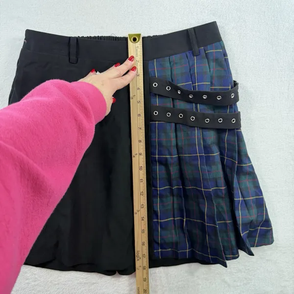Punk L Large Pleated Plaid Mini Skirt Dark‎ Academia Twee Preppy School Girl - Image 10