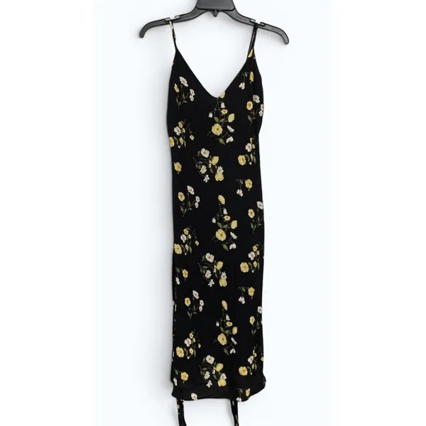 Reformation Dietrich Midi Dress Women’s 2 Piazza Black Floral Georgette Viscose - Image 3