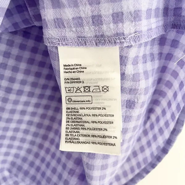 H&M Divided Gingham A Line Square Neck Ruffle Mini Dress Purple Size XS - Image 9
