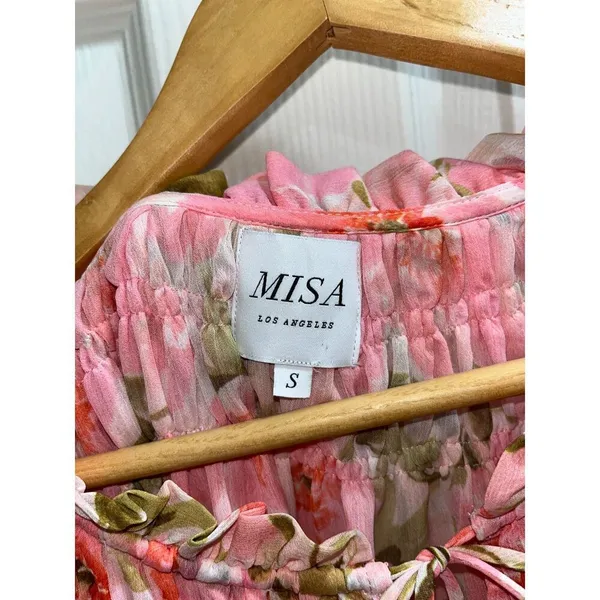 Misa Los Angeles Floral Ruffle Blouse Size Small Elegant Romantic Etheral Classy - Image 5