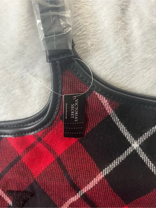 Plaid Tote Bag with Monogram Accent - Image 4