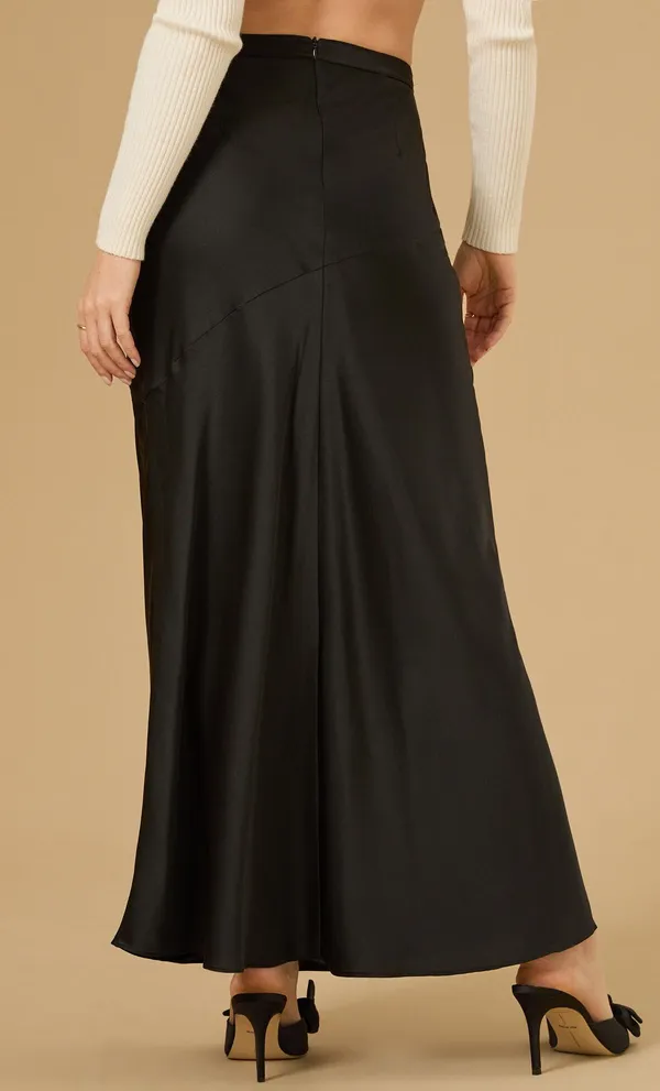 NWT Altar’d State Black Marigold Satin Maxi Skirt. Size Medium - Image 4