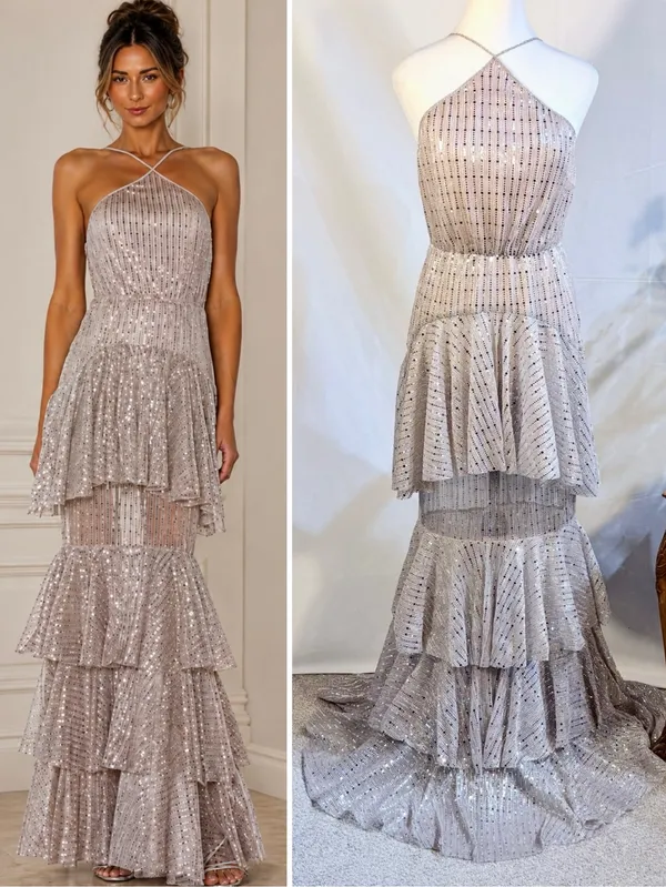 ☀️NWT Michael Costello x REVOLVE Shirley Sequin Tiered Gown Mauve Sz S❤️ - Image 2