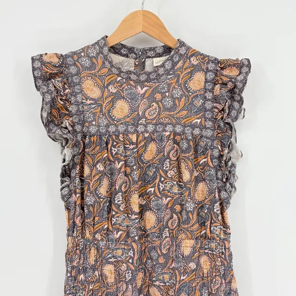 Universal Thread‎ Paisley Flutter Sleeve Dress Linen Blend Boho Pockets Size Med - Image 4