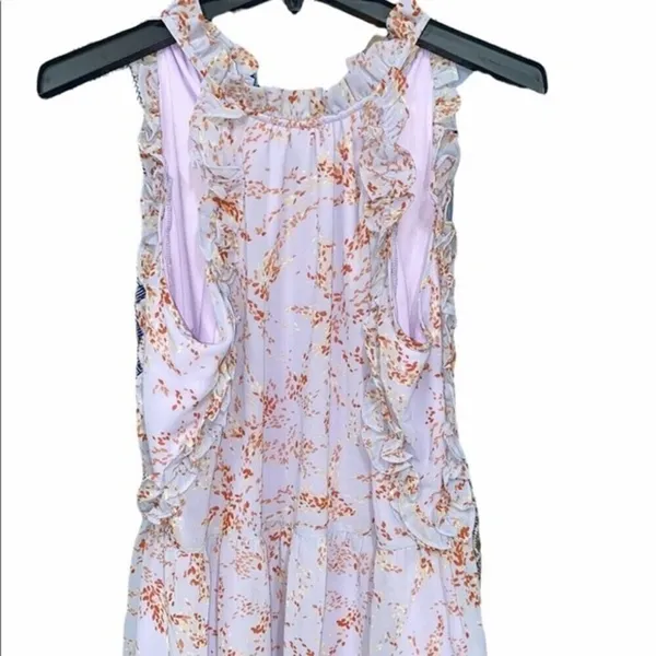 Entro size small lavender floral ruffle top - Image 2