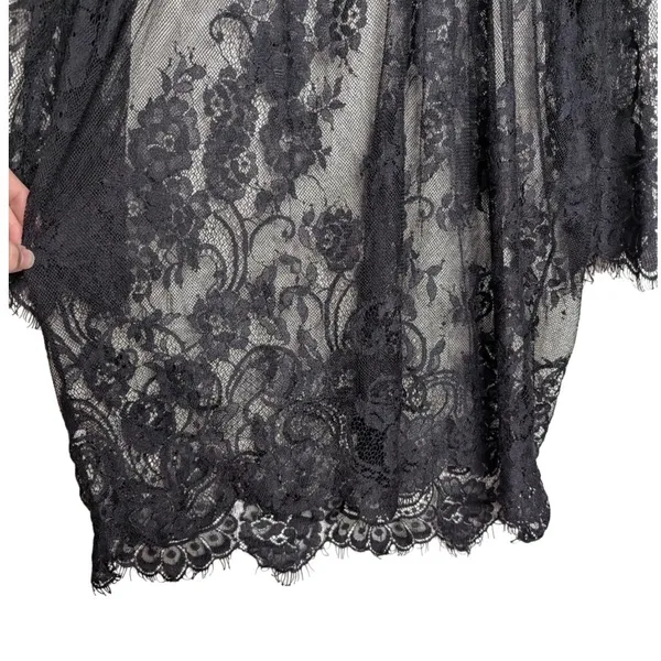 Black Floral Sheer Lace Mini Dress Coverup S Resort Witchy Whimsigoth Romantic‎ - Image 10