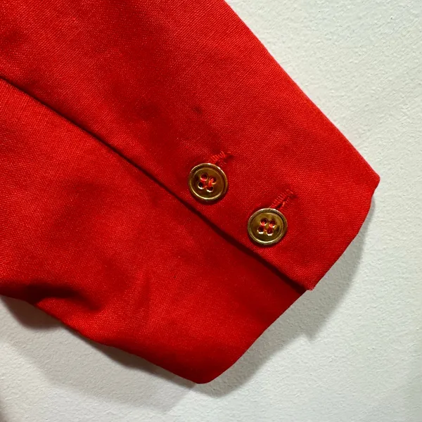 Vintage Red Nautical Crest Blazer Gold Buttons Ramie Cotton Women’s M - Image 6
