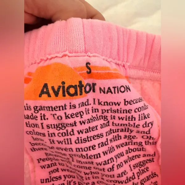 Aviator Nation Pink Sweatpants with logo down side - Image 3