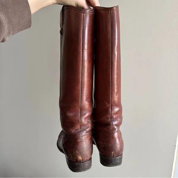Frye Melissa Button Brown Leather Cognac Tall Riding Boots, Women’s Size 7 - Image 2