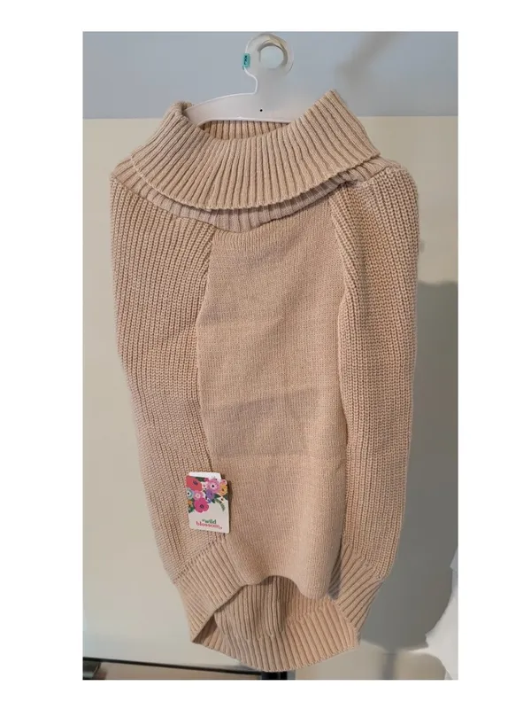 Beige nwt size xxl pet dog Knit Cowl Neck Sweater hop hop carrot bunny rabbit - Image 3