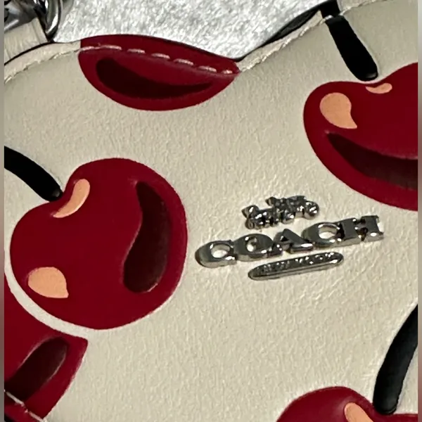Coach Heart Coin Pouch Bag Charm With Cherry Print - Image 11