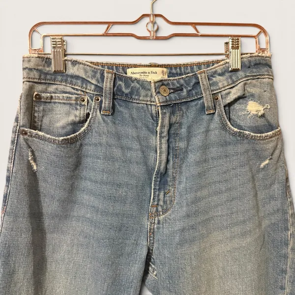 Abercrombie & Fitch Curve Love High Rise Skinny Jeans 27/4R Blue Distressed Hem - Image 3
