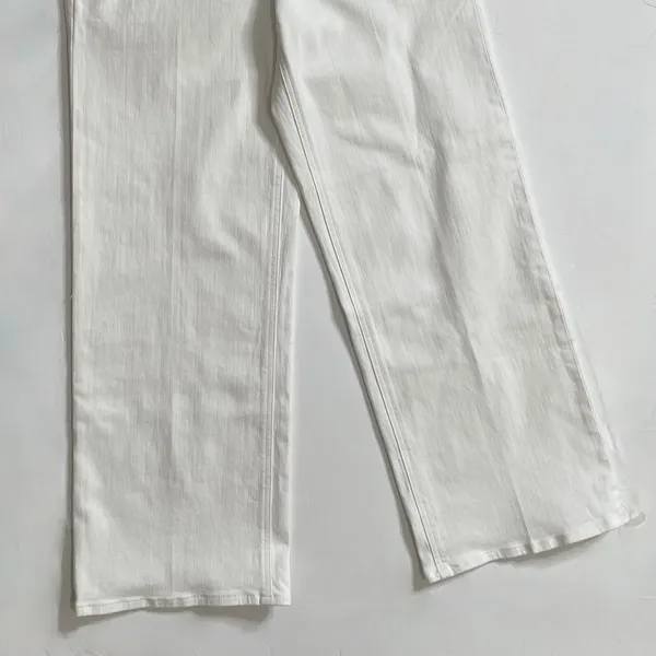 NWT!! J. CREW Slim Wide Leg Jeans Stacked Buttons Solid White Preppy Size 27 - Image 5