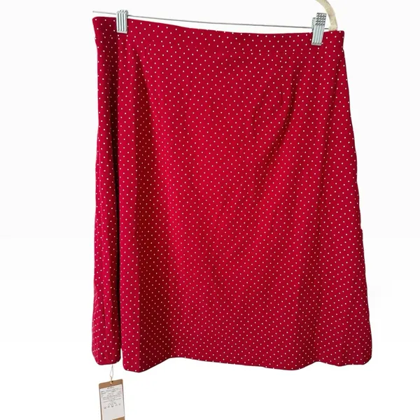 NWT OGL Stretch Cotton Polka Dot A-Line Flare Skirt Limited Ed Red Size Large - Image 4
