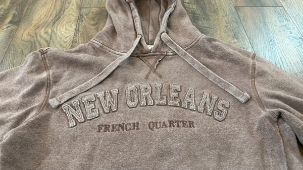 New Orleans Cropped Hoodie Sweatshirt, Women’s Size Large, Brown - Image 3