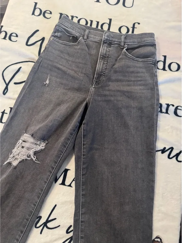 Express Black Cropped High-Waisted Wide-Leg Jeans, Size 10 - Image 2