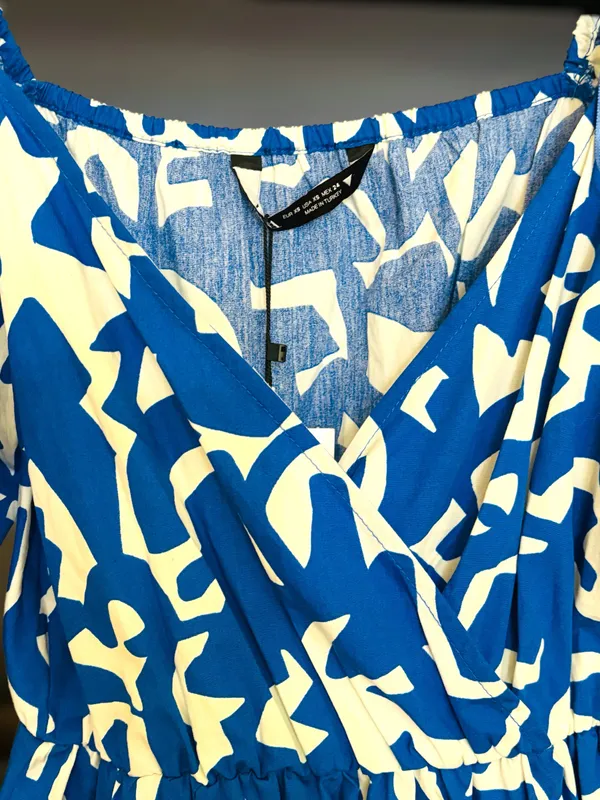 Zara Womens XS Printed Pop Puff Sleeve Maxi Dress •Surplice Neckthe tag is off - Image 7