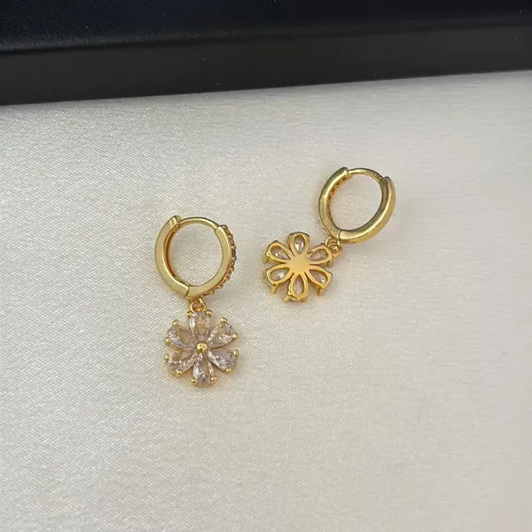 CZ Flower Dangle Drop Earrings for Women - Image 3