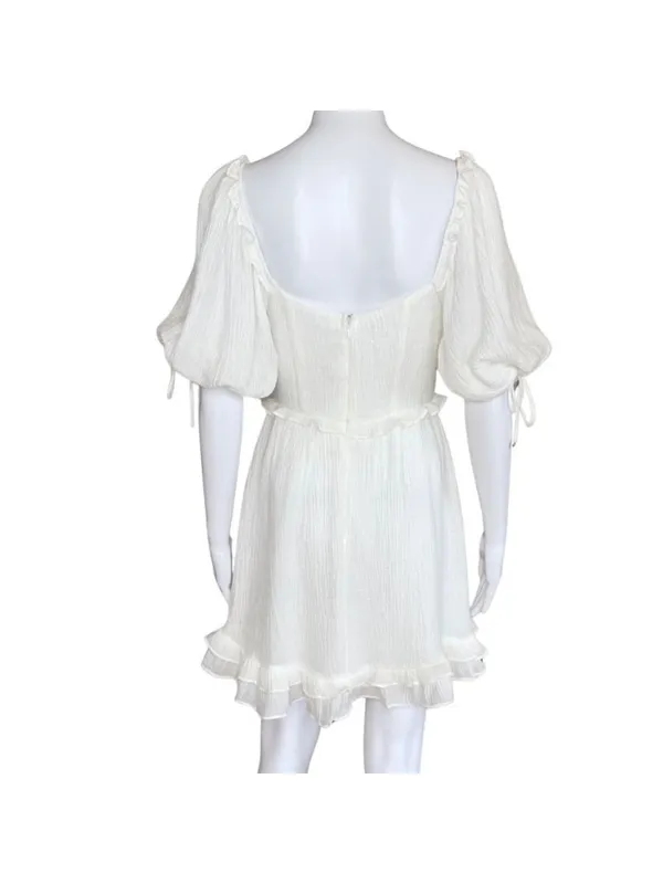 Angel Biba Boho Babydoll Mini Dress White Size XS NWT - Image 5