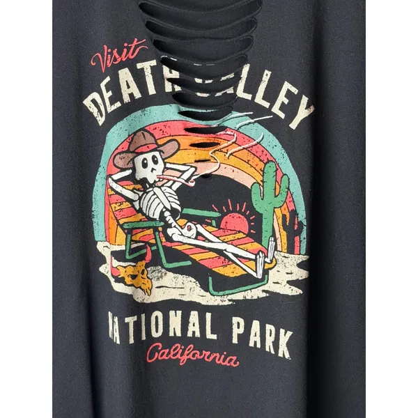 National Parks Society Death Valley Graphic Tee Women 2X Black Cutout Streetwear - Image 7