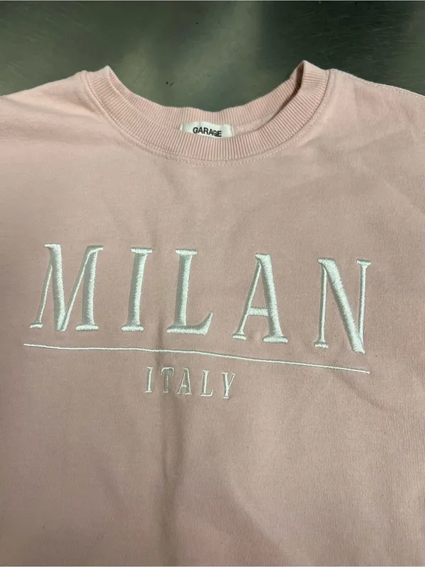 Garage Milan Italy Embroidered Pink Crewneck Sweatshirt - Size Medium - VGUC - Image 3