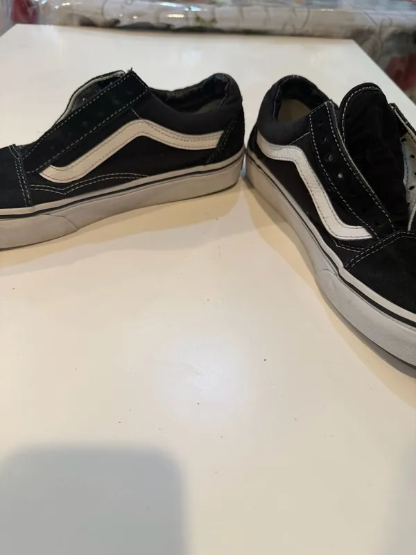 Vans Old Skool Black and White Canvas and Suede Skate Sneakers, Men's 5.5 / Wome - Image 4