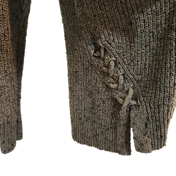 American Eagle Outfitters Dark Green Gray Knit Open Front Cardigan Sweater Small - Image 5