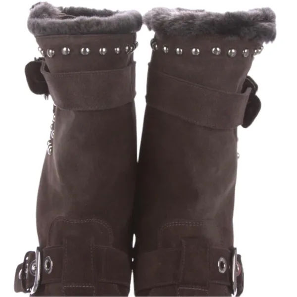 Stuart Weitzman Suede Studded Accent Moto Boots Mid Calf Size 7 Pre-Loved - Image 4