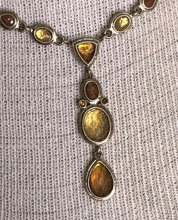 Brushed Gold Teardrop Necklace - Image 2