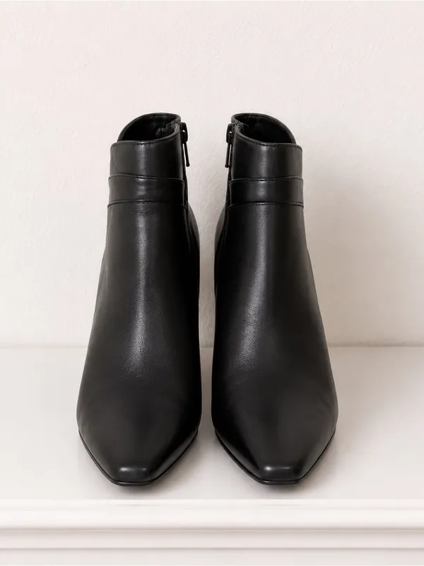 Worthington Madison Black Vegan Leather Block Heel Side Zip Ankle Booties 8 NIB - Image 4