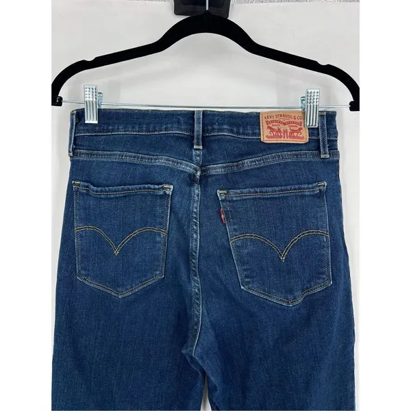 Levis Womens Stretch H Rise Straight Jeans Blue Denim Medium Wash Size 6 size 29 - Image 7