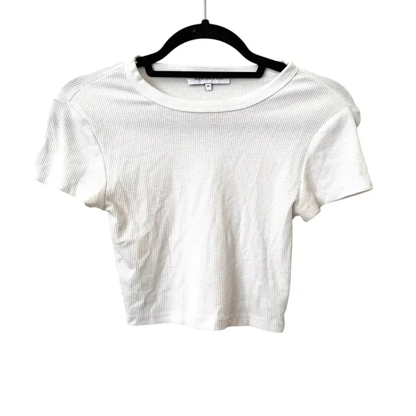 WEWOREWHAT Waffle Cropped Tee‎ White X-Small - Image 2