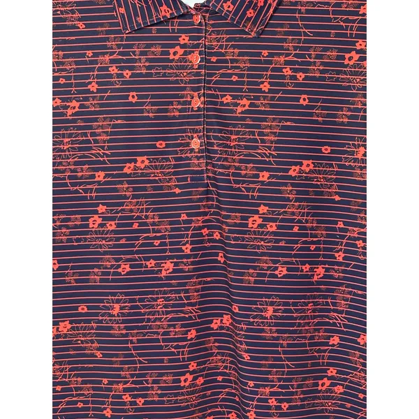 Lady Hagen Women's Medium‎ Floral Golf Polo Shirt Striped Navy Red - Image 5