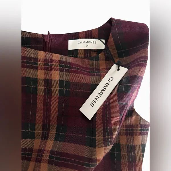 Commense Plaid Mini Dress in Burgundy multicolor - Image 5