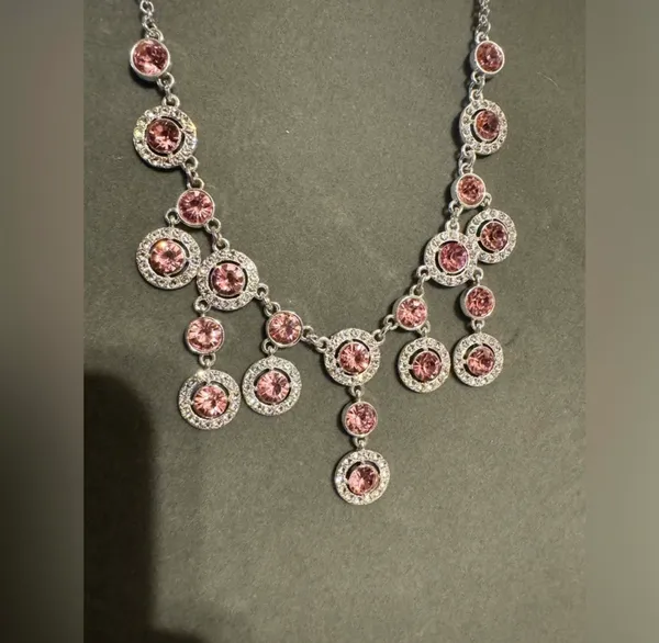 Monet Silver Tone Rhinestone Statement Necklace - Image 3