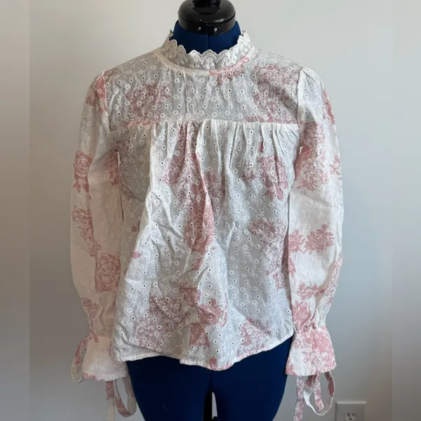 English Factory Eyelit Floral Top - Image 3