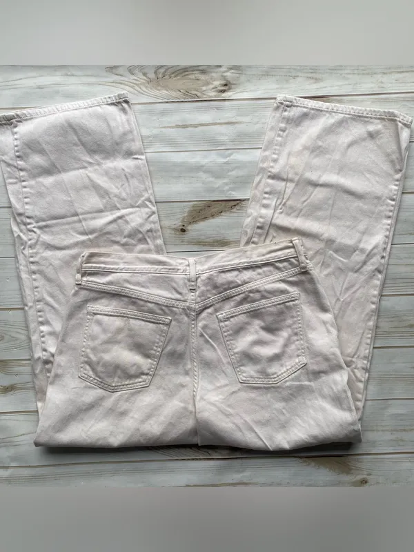 Universal Thread relaxed wide leg 100% cotton putty colored denim jeans 14 32 - Image 4