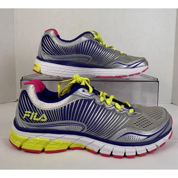 FILA Cool Max Womens Sneaker Size 7.5 - 8 Narrow Silver/Neon RUNS SMALL 5SR20900 - Image 4