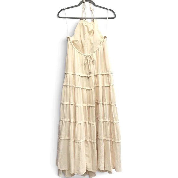 NWT Free People Somewhere Sunny Drop Waist Tiered Open Back Halter Maxi S NWT - Image 5
