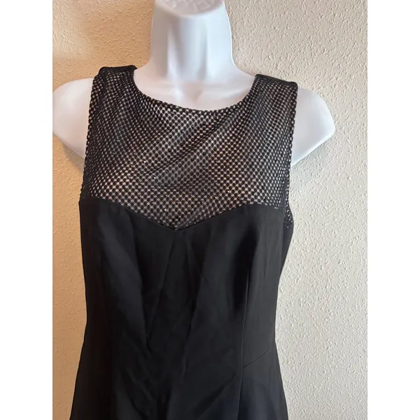 L'AGENCE Intermix Dress 4 Black Mesh Sequin V-Back Sheath Cocktail‎ LBD - Image 9
