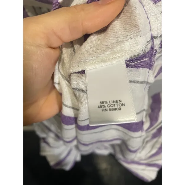 Chelsea & Violet Stripe Dress Womens XS Purple Linen Blend Ruffle‎ Boho Summer - Image 4