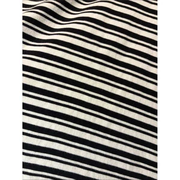 L.L. Bean Black White Striped Collared Pullover‎ Long Sleeve Top Fisherman SZ L - Image 5