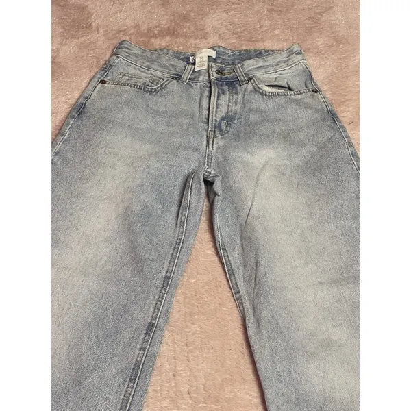 H&M Jeans Women 2 Blue Denim Wide Leg Mid Rise Zip Fly Cotton Blend Size 0 Bin11 - Image 3